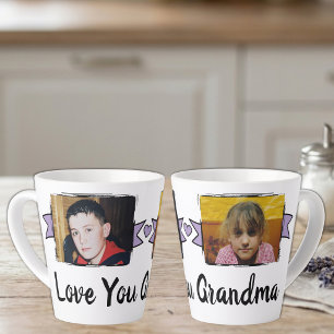 Taza De Café Latte Taza de latte morada con 2 fotos te amo abuela