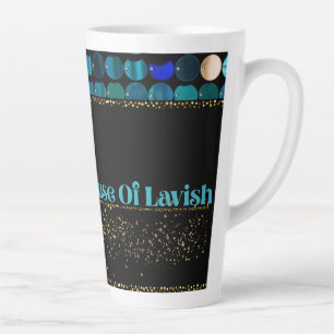 Taza De Café Latte Taza de Latte Mosaico Teal Luxe Negra de Lujo
