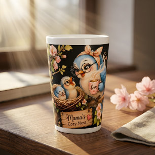 Taza De Café Latte Taza de latte negra Nido Acogedor de Mamá