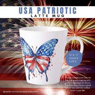Taza De Café Latte Taza de Latte Patriótica de EE. UU.