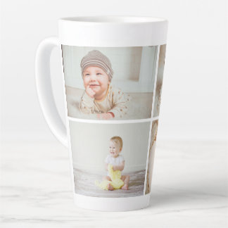 Taza De Café Latte Taza de Latte Personalizada con Collage de Cuatro 