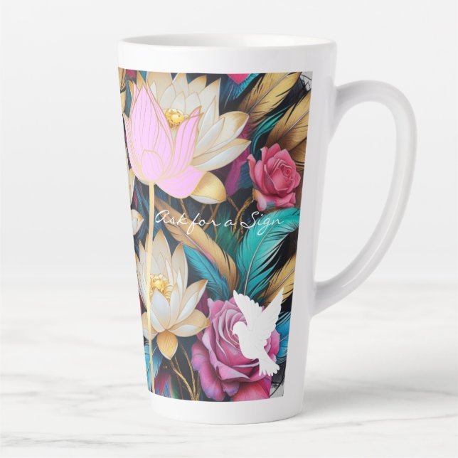 Taza De Café Latte Taza de latte 'Pide una señal' (Derecha)