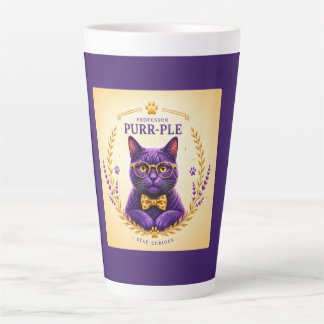 Taza De Café Latte Taza de latte Profesor Purr-Ple™ – Mantén la curio