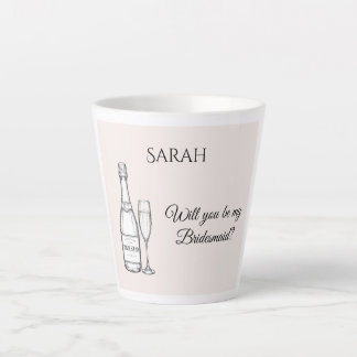 Taza De Café Latte Taza de Latte Propuesta de Dama de Honor | Champán