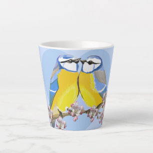 Taza De Café Latte Taza de Latte Romántico de Chikadee Eurasiático