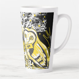 Taza De Café Latte Taza de Latte Urban Tree Búho y Riqueza Surreal Po