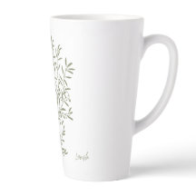 Taza De Latte Verde Minimalista Taza Con Hojas De