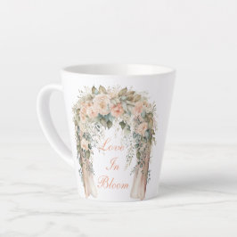 Taza De Café Latte Taza elegante de latte de boda floral de melocotón