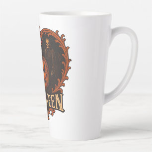 Taza De Café Latte Taza grande de latte de Halloween con estética esp