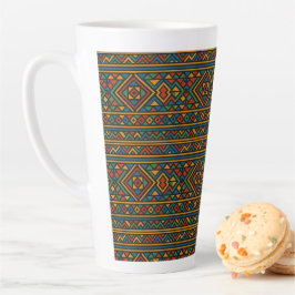 Taza De Café Latte Taza grande de latte geométrica Ndebele africana