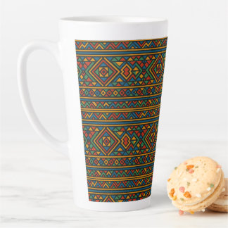 Taza De Café Latte Taza grande de latte geométrica Ndebele africana