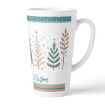Taza grande para latte con árboles de Navidad mini