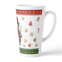 Taza grande para latte con muñeco de nieve y galle