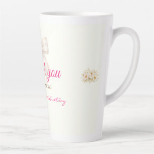 Taza De Café Latte Taza Latte Gracias Lazo Princesa Cinta Rubor Rosa