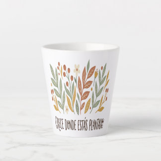 Taza De Café Latte Taza Latte Motivacional Flores Boho