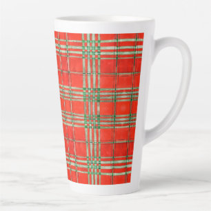 Taza De Café Latte Taza para Latte Alta con Tartán Escocés Rojo