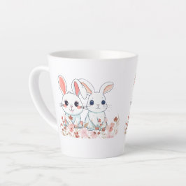 Taza De Café Latte Taza para Latte Bunny Rosa