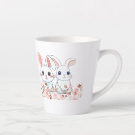 Taza De Café Latte Taza para Latte Bunny Rosa