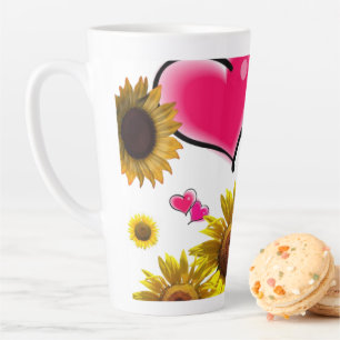 Taza De Café Latte Taza para Latte Corazones Rosados Girasol