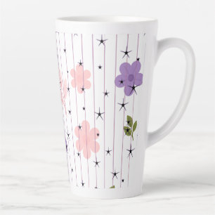 Taza De Café Latte Taza para Latte de Estrellas Celestiales Florales 