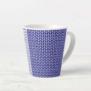 Taza De Café Latte Taza para Latte de punto AZUL Y BLANCO