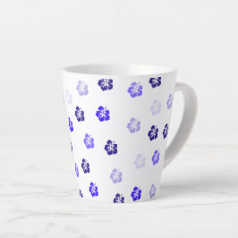 Taza De Café Latte Taza para Latte Floral de Hibisco Azul