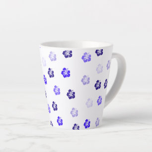 Taza De Café Latte Taza para Latte Floral de Hibisco Azul