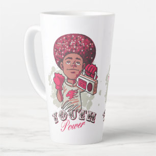 Taza De Café Latte Taza para Latte – Poder JUVENIL Afro & Boombox Urb