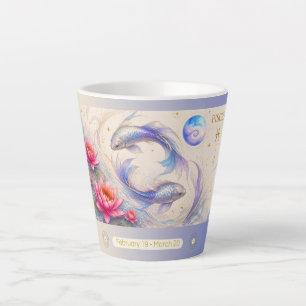 Taza De Café Latte Taza pequeña de latte Art Nouveau Piscis Nenúfar