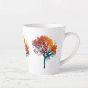 Taza De Café Latte Taza pequeña de latte de árbol surrealista de otoñ