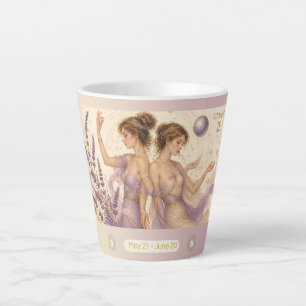Taza De Café Latte Taza pequeña de latte de lavanda Art Nouveau Gemin