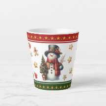 Taza pequeña para latte con muñeco de nieve y gall