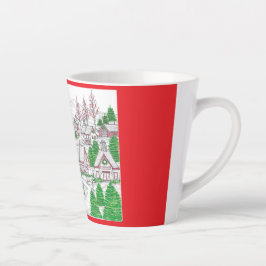 Taza De Café Latte Taza pequeña para latte de pueblo de Navidad