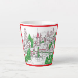 Taza De Café Latte Taza pequeña para latte de pueblo de Navidad