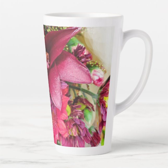 Taza De Café Latte tazón de lata floral alto (Derecha)