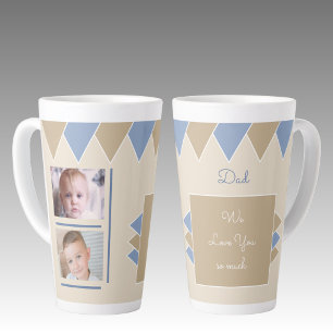 Taza De Café Latte Te amamos Papá azul y marrón con fotos