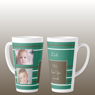 Taza De Café Latte Te amamos Papá verde y marrón con fotos