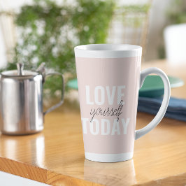 Taza De Café Latte Te Amas Positivamente Hoy Cita Rosa Pastel