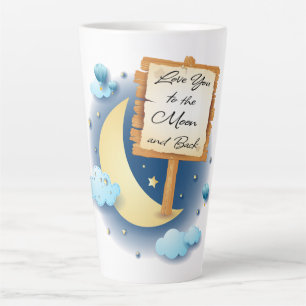 Taza De Café Latte Te amo a la luna y atrás