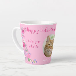 Taza De Café Latte Te amo a un Personalizado latte Valentín de gato