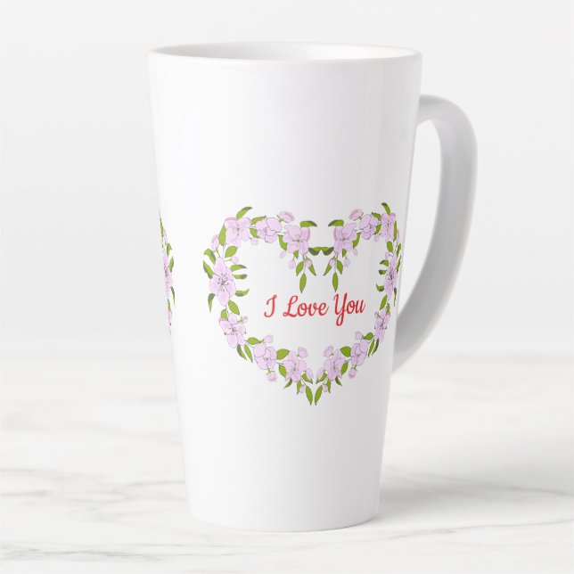 Taza De Café Latte Te amo Flores lindas (Ángulo derecho)