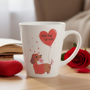 Taza De Café Latte Te Amo Por Siempre Cachorro Adorable Dachshund Cor