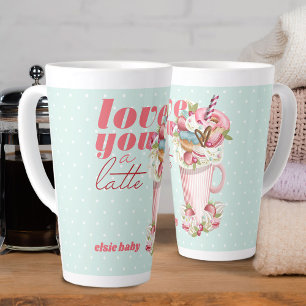 Taza De Café Latte Te Amo un Latte Cute Retro Dulces Golosinas