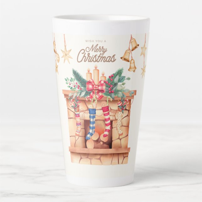 Taza De Café Latte Te deseamos una Feliz Navidad (Anverso)