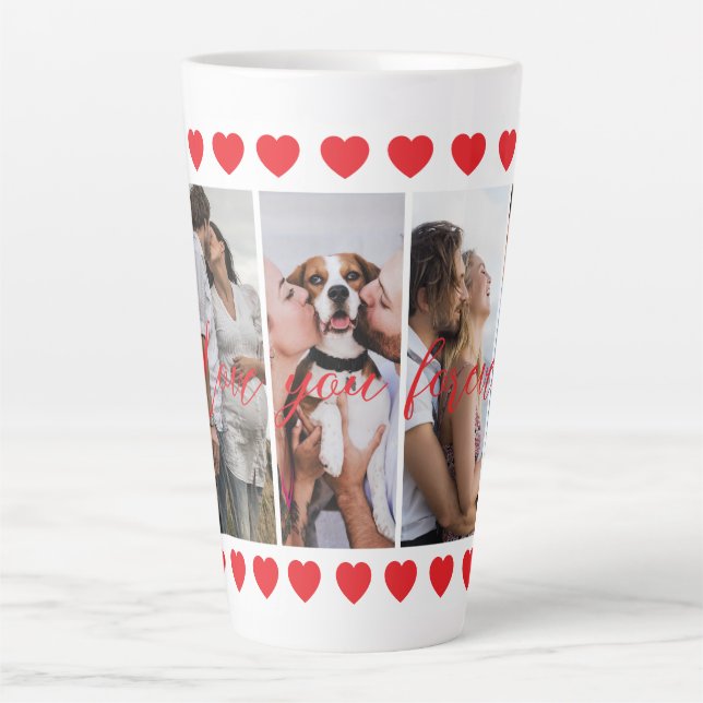 Taza De Café Latte Te quiero por siempre Personalizado de Collage de  (Anverso)