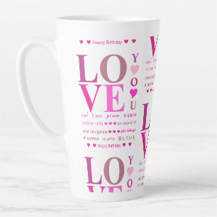 Taza De Café Latte "Te quiero" rosado personalizado en idiomas románt