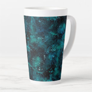Taza De Café Latte Teal Galaxy Series Design 4