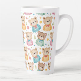 Taza De Café Latte Teddy bear and flowers