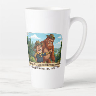 Taza De Café Latte Teddy Roosevelt y Bigfoot divertida caricatura - N