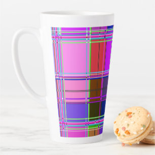 Taza De Café Latte Tela de cuadros rosa Patrón de tela de Madras